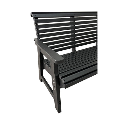 Poly Lumber Outdoor Bench, HDPE All-Weather Bench, Never Rots or Fades, for Patio, Porch, Garden and Park, 700 lbs Weight Capacity (2-Seater, Black)
