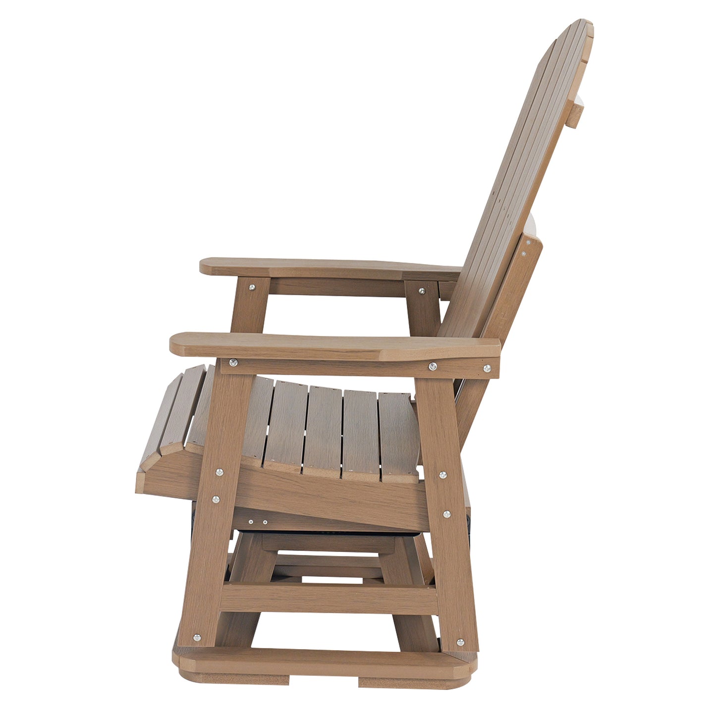 Fortune Candy 1-Person Outdoor Swivel Glider Chair with 360° Rotation, All-Weather HIPS Chair for Porch or Balcony, Teak Tone