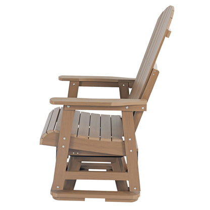 Fortune Candy 1-Person Outdoor Swivel Glider Chair with 360° Rotation, All-Weather HIPS Chair for Porch or Balcony, Teak Tone
