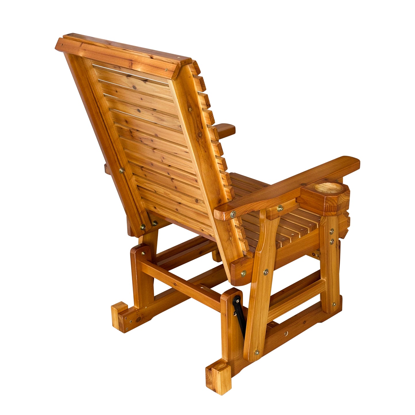 Fortune Candy 1 Person Wooden Patio Glider, Bridge Back (Brown)