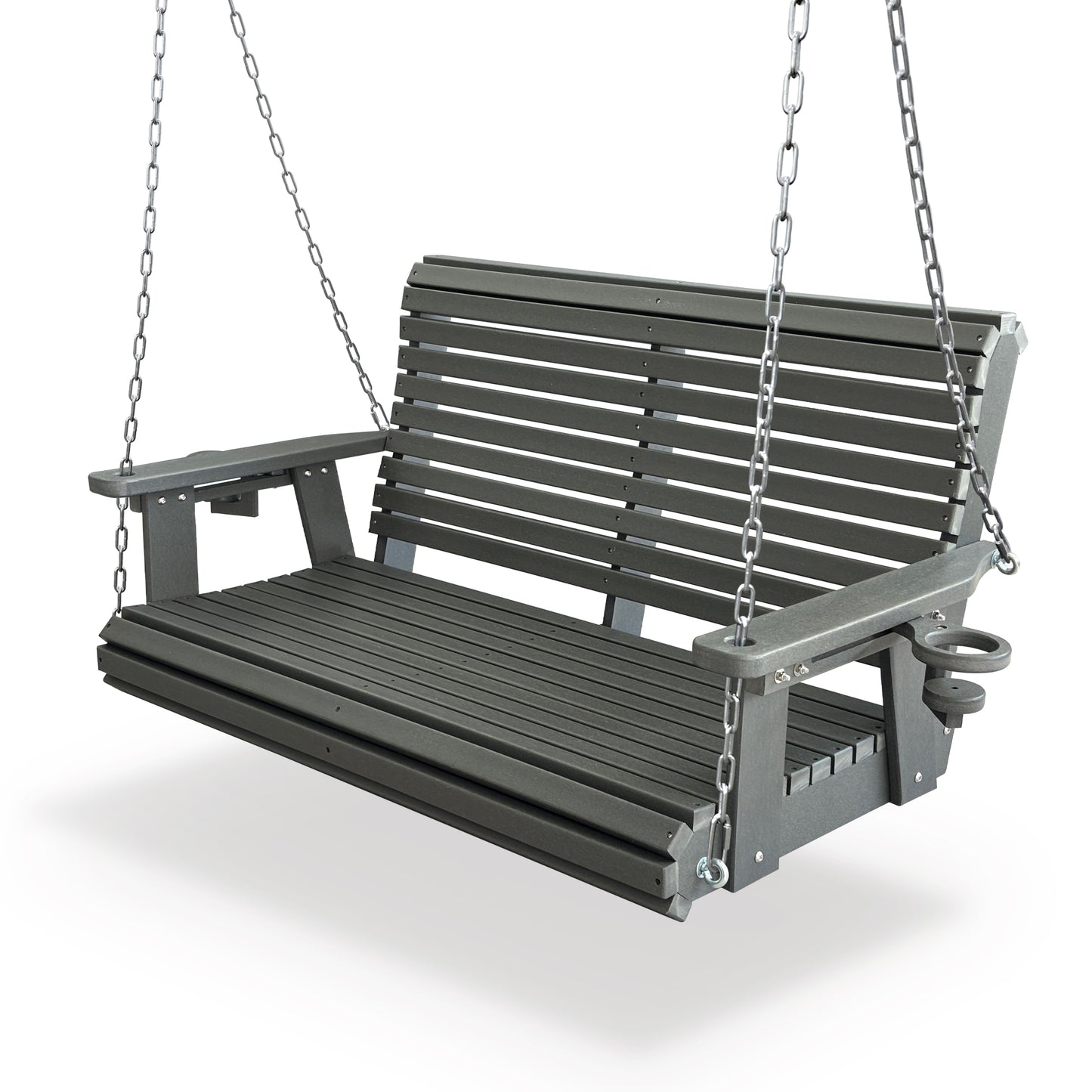 Fortune Candy 47.6 in. HDPE Porch Swing with Hanging Chains, Weather-Resistant Outdoor Swing for Patio, Garden, Yard (Gray)